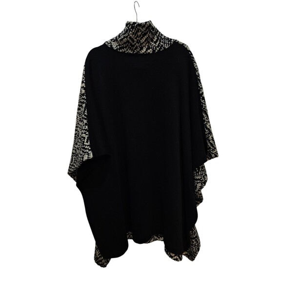 Alembika S/M Womens Sweater Poncho Black White Chunky Knit Oversized - Picture 2 of 15